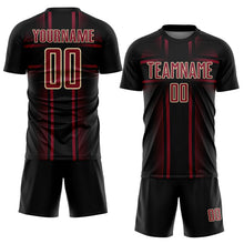Charger l'image dans la galerie, Custom Black Crimson-Cream Lines Sublimation Soccer Uniform Jersey