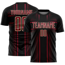 Charger l'image dans la galerie, Custom Black Crimson-Cream Lines Sublimation Soccer Uniform Jersey