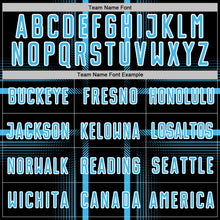 Load image into Gallery viewer, Custom Black Sky Blue-White Lines Sublimation Soccer Uniform Jersey