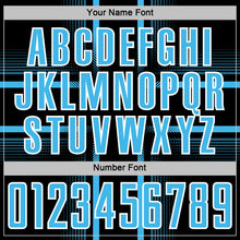 Load image into Gallery viewer, Custom Black Sky Blue-White Lines Sublimation Soccer Uniform Jersey