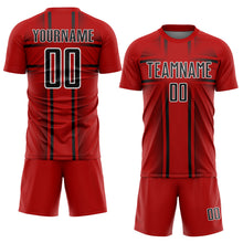 Load image into Gallery viewer, Custom Red Black-White Lines Sublimation Soccer Uniform Jersey