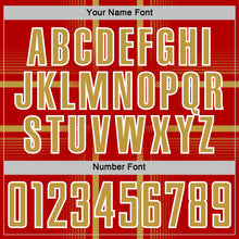 Charger l'image dans la galerie, Custom Red Old Gold-White Lines Sublimation Soccer Uniform Jersey