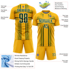 Load image into Gallery viewer, Custom Gold Green-White Lines Sublimation Soccer Uniform Jersey