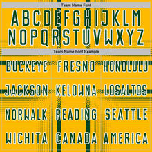 Load image into Gallery viewer, Custom Gold Green-White Lines Sublimation Soccer Uniform Jersey