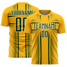 Load image into Gallery viewer, Custom Gold Green-White Lines Sublimation Soccer Uniform Jersey