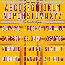 Load image into Gallery viewer, Custom Gold Crimson-White Lines Sublimation Soccer Uniform Jersey