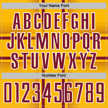 Load image into Gallery viewer, Custom Gold Crimson-White Lines Sublimation Soccer Uniform Jersey