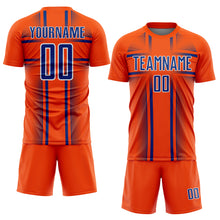 Load image into Gallery viewer, Custom Orange Royal-White Lines Sublimation Soccer Uniform Jersey