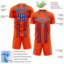 Load image into Gallery viewer, Custom Orange Royal-White Lines Sublimation Soccer Uniform Jersey