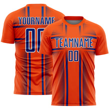Load image into Gallery viewer, Custom Orange Royal-White Lines Sublimation Soccer Uniform Jersey