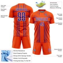 Load image into Gallery viewer, Custom Orange Purple-White Lines Sublimation Soccer Uniform Jersey