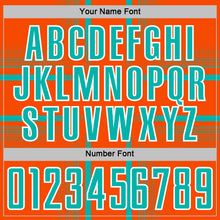 Load image into Gallery viewer, Custom Orange Aqua-White Lines Sublimation Soccer Uniform Jersey