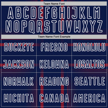 Laden Sie das Bild in den Galerie-Viewer, Custom Navy Crimson-White Lines Sublimation Soccer Uniform Jersey