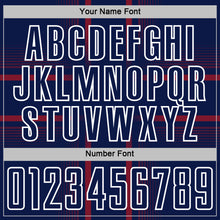 Laden Sie das Bild in den Galerie-Viewer, Custom Navy Crimson-White Lines Sublimation Soccer Uniform Jersey