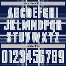 Load image into Gallery viewer, Custom Navy Silver-White Lines Sublimation Soccer Uniform Jersey