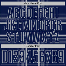 Laden Sie das Bild in den Galerie-Viewer, Custom Navy Gray Lines Sublimation Soccer Uniform Jersey