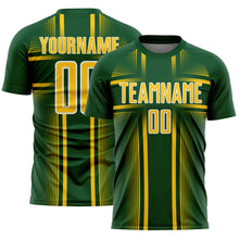 Charger l'image dans la galerie, Custom Green Yellow-White Lines Sublimation Soccer Uniform Jersey