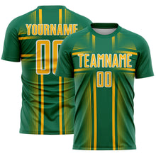 Charger l'image dans la galerie, Custom Kelly Green Gold-White Lines Sublimation Soccer Uniform Jersey
