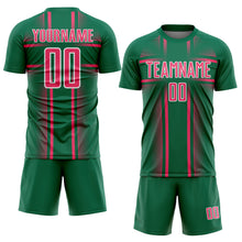 Charger l'image dans la galerie, Custom Kelly Green Neon Pink-White Lines Sublimation Soccer Uniform Jersey