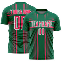 Charger l'image dans la galerie, Custom Kelly Green Neon Pink-White Lines Sublimation Soccer Uniform Jersey