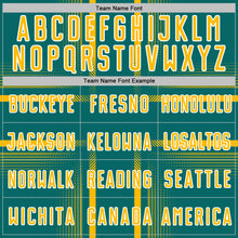 Load image into Gallery viewer, Custom Teal Gold-White Lines Sublimation Soccer Uniform Jersey