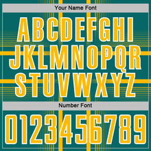 Load image into Gallery viewer, Custom Teal Gold-White Lines Sublimation Soccer Uniform Jersey