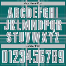 Load image into Gallery viewer, Custom Teal Gray-White Lines Sublimation Soccer Uniform Jersey