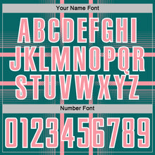 Charger l'image dans la galerie, Custom Teal Medium Pink-White Lines Sublimation Soccer Uniform Jersey