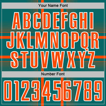 Charger l'image dans la galerie, Custom Teal Orange-White Lines Sublimation Soccer Uniform Jersey