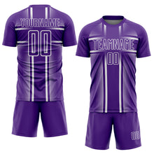 Load image into Gallery viewer, Custom Purple White Lines Sublimation Soccer Uniform Jersey