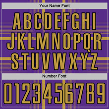 Load image into Gallery viewer, Custom Purple Old Gold-Black Lines Sublimation Soccer Uniform Jersey