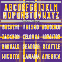 Load image into Gallery viewer, Custom Purple Gold-White Lines Sublimation Soccer Uniform Jersey