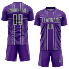 Загрузить изображение в средство просмотра галереи, Custom Purple Gray-Black Lines Sublimation Soccer Uniform Jersey