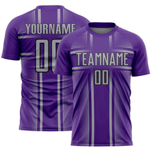 Загрузить изображение в средство просмотра галереи, Custom Purple Gray-Black Lines Sublimation Soccer Uniform Jersey