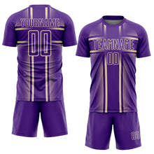 Load image into Gallery viewer, Custom Purple Cream Lines Sublimation Soccer Uniform Jersey