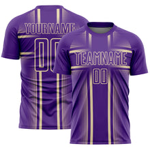 Load image into Gallery viewer, Custom Purple Cream Lines Sublimation Soccer Uniform Jersey