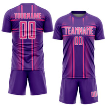 Load image into Gallery viewer, Custom Purple Pink-White Lines Sublimation Soccer Uniform Jersey