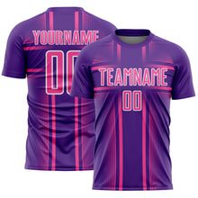 Load image into Gallery viewer, Custom Purple Pink-White Lines Sublimation Soccer Uniform Jersey