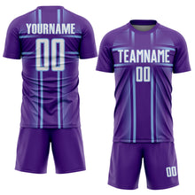 Load image into Gallery viewer, Custom Purple White-Light Blue Lines Sublimation Soccer Uniform Jersey