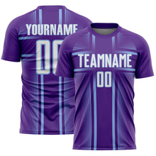 Load image into Gallery viewer, Custom Purple White-Light Blue Lines Sublimation Soccer Uniform Jersey
