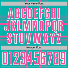 Load image into Gallery viewer, Custom Aqua Pink-White Lines Sublimation Soccer Uniform Jersey