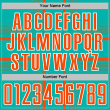 Load image into Gallery viewer, Custom Aqua Orange-White Lines Sublimation Soccer Uniform Jersey