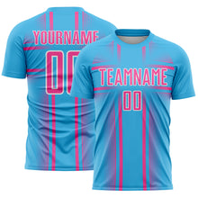 Charger l'image dans la galerie, Custom Sky Blue Pink-White Lines Sublimation Soccer Uniform Jersey