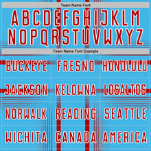 Charger l'image dans la galerie, Custom Sky Blue Red-White Lines Sublimation Soccer Uniform Jersey