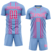 Load image into Gallery viewer, Custom Light Blue Pink-White Lines Sublimation Soccer Uniform Jersey