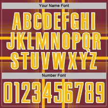 Charger l'image dans la galerie, Custom Burgundy Gold-White Lines Sublimation Soccer Uniform Jersey