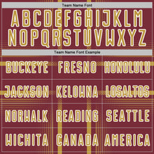 Laden Sie das Bild in den Galerie-Viewer, Custom Burgundy Old Gold-White Lines Sublimation Soccer Uniform Jersey