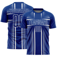 Load image into Gallery viewer, Custom Royal White Lines Sublimation Soccer Uniform Jersey