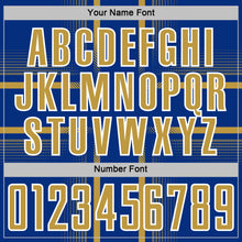 Load image into Gallery viewer, Custom Royal Old Gold-White Lines Sublimation Soccer Uniform Jersey