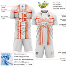Load image into Gallery viewer, Custom White Orange Lines Sublimation Soccer Uniform Jersey
